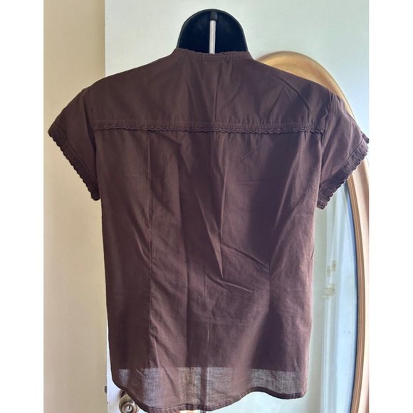 Women's Caribbean Joe Top Size Petite Small Brown Embellished Side Slits - Picture 7 of 13